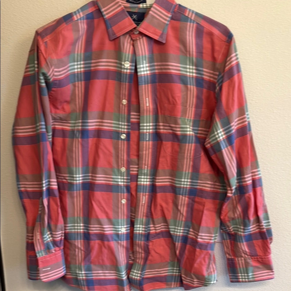 Men's Plaid Shirt - Salmon, Blue, Green
